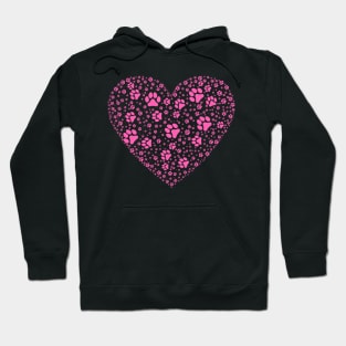 Pink Heart with Paw Prints Hoodie